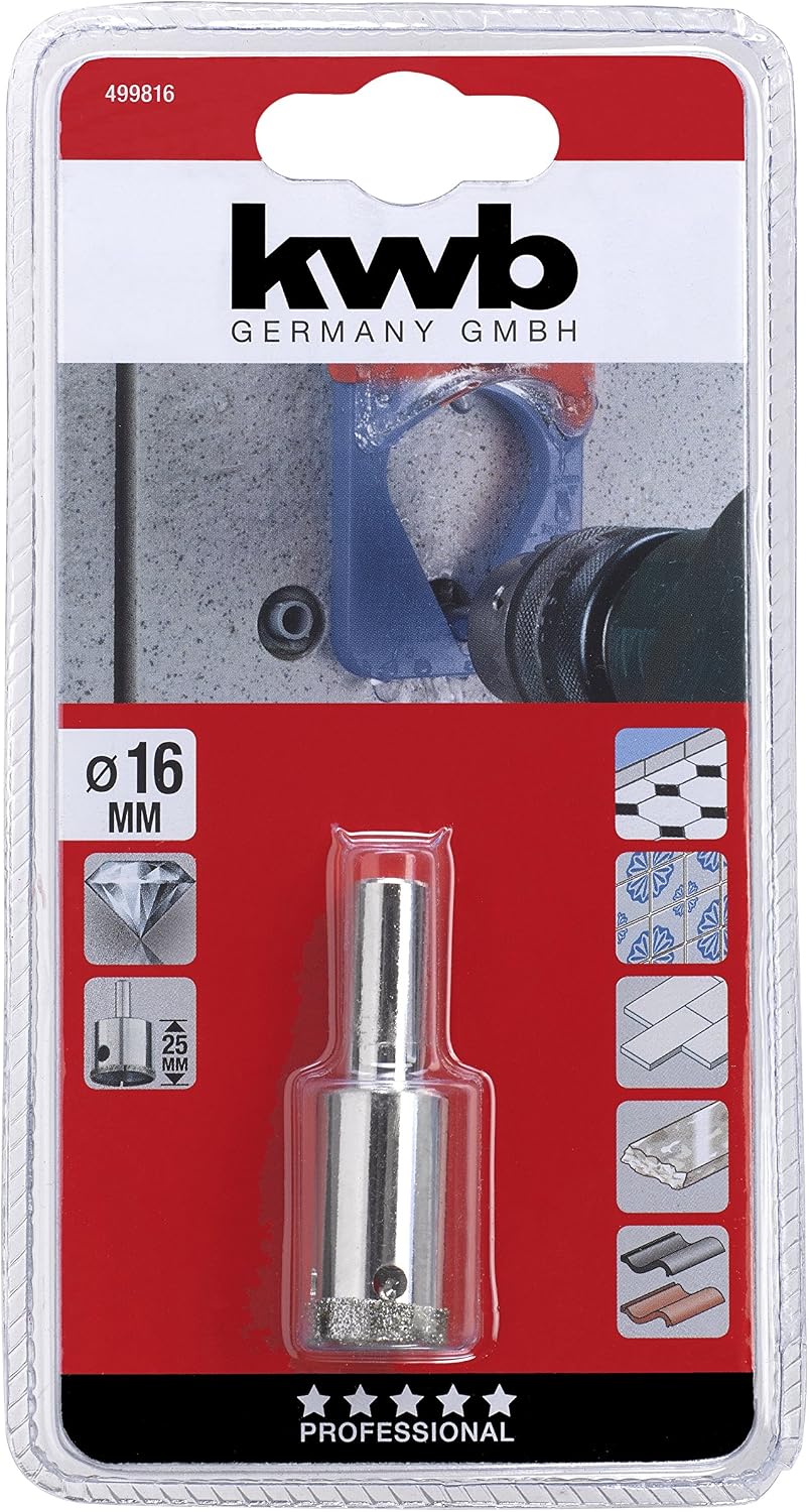 kwb Diamond Hole Saw diameter 16 Mm With Diamond-Coated Cutting Surface, High Precision, Large Material Ejection and Round Shank - Image 3
