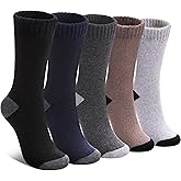 LINEMIN Wool Socks for Women Winter Warm Hiking Thick Warm Cozy Boot Crew Gift Socks 5 Pairs