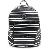 Tommy Hilfiger Women's Black White Striped Small Backpack Handbag Purse