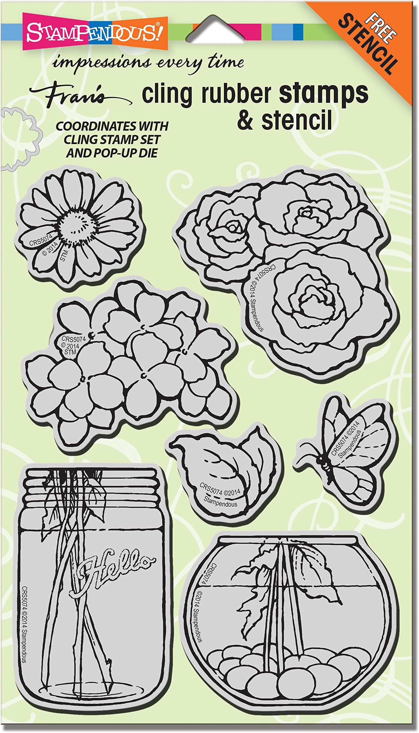 Stampendous Fran's Cling Stamp and Stencil 7 x 5-inch Sheet-Build A Bouquet Set