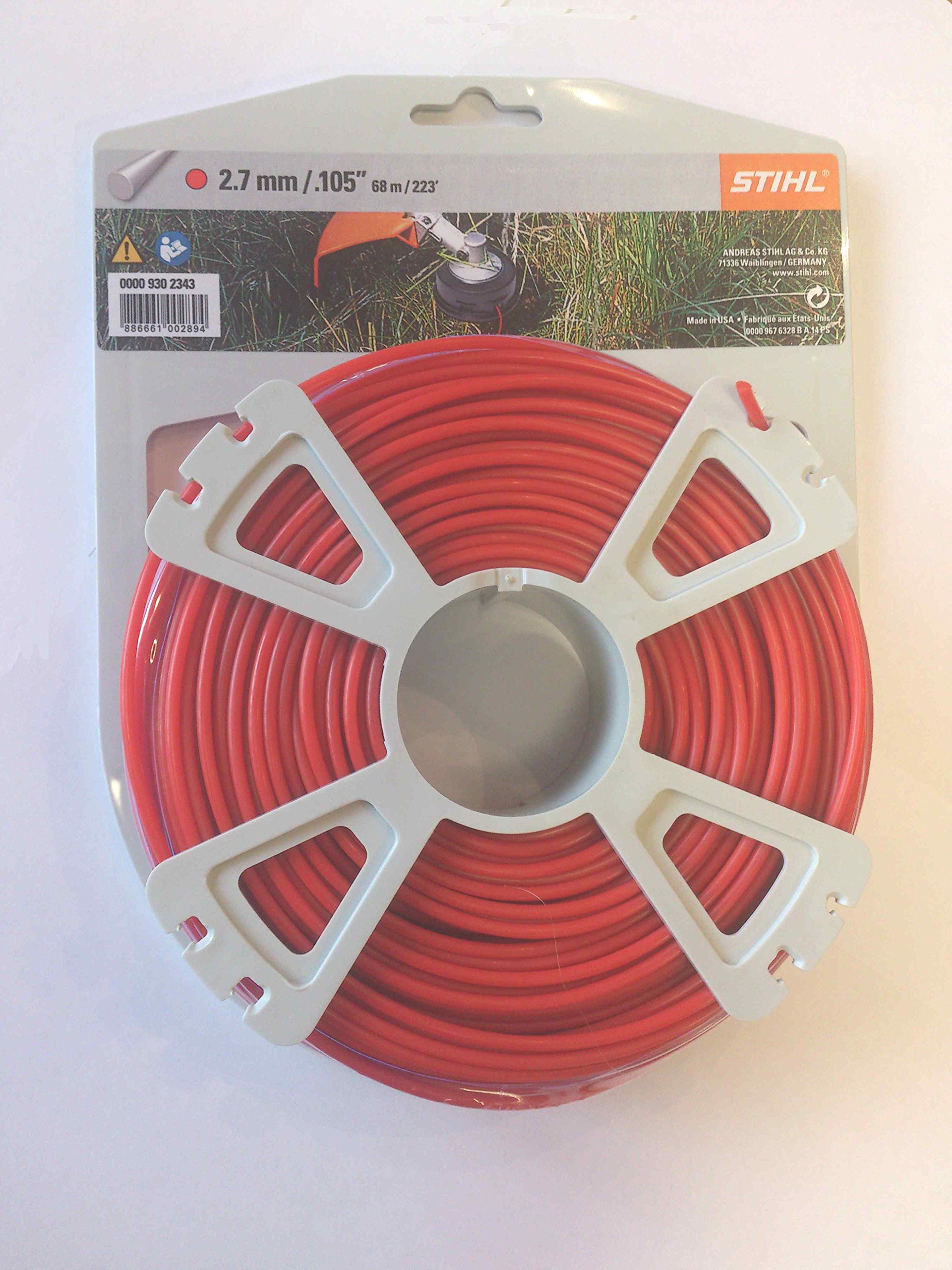 Stihl Strimmer Wire Line 0000 930 2343 2.7mm 68M Red Round