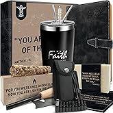 DEHITE Religious Christian Gifts for Men — Religious Basket Inspirational Present — Insulated Tumbler — Notebook — Multitool Pocket Knife — Christmas Gift Birthday Box for Father