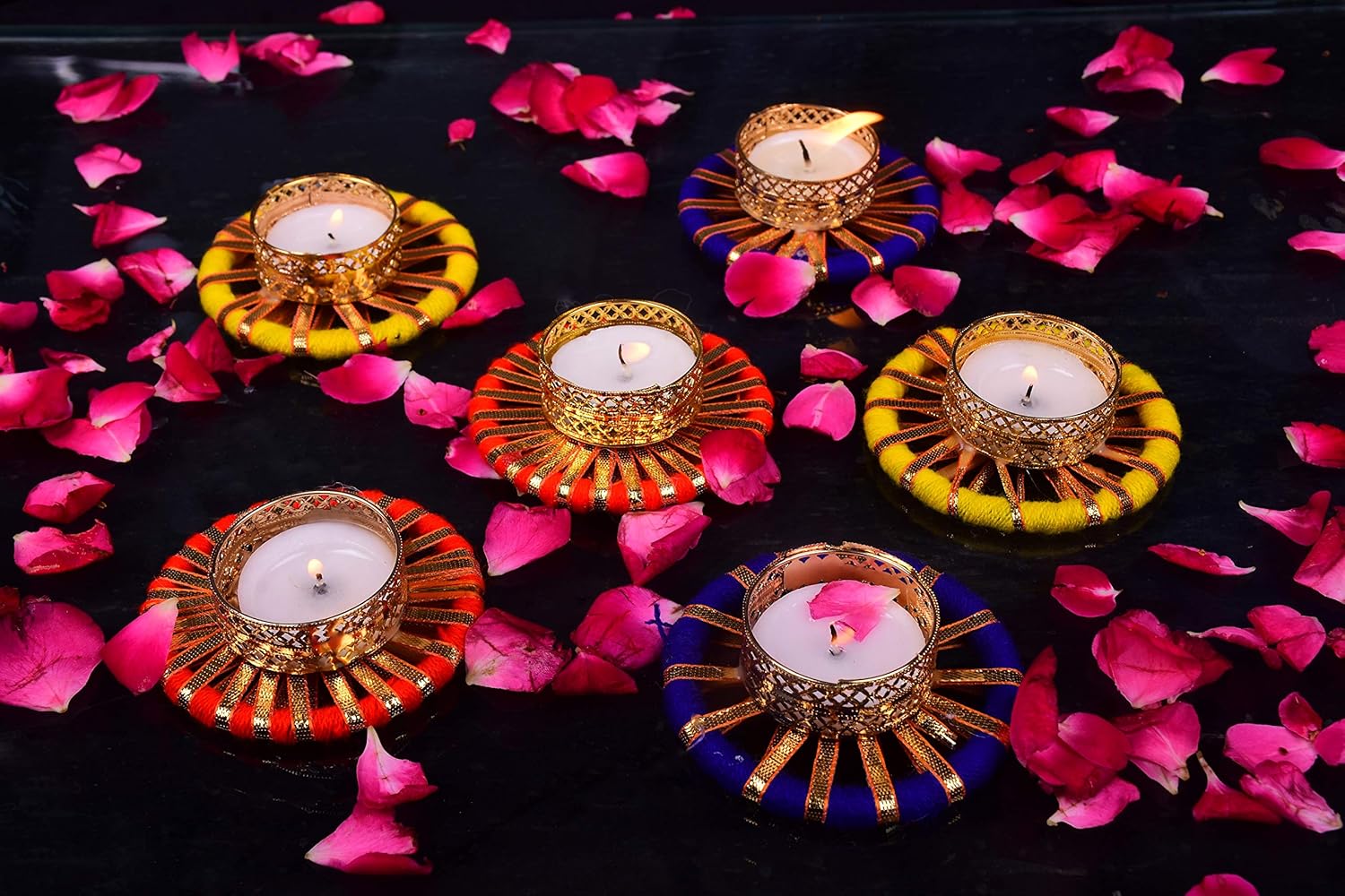 Buy Collectible India Metallic Diya Tealight Candle Holders Assorted