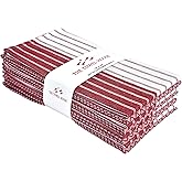 THE TOWEL HOUSE Cotton Kitchen Towels, 18"x28" Dish Towels with Hanging Loop, Ultra Absorbent, Quick Drying & Reusable Tea Towels for Kitchen, Perfect for Washing Dishes, Red, Pack of 8