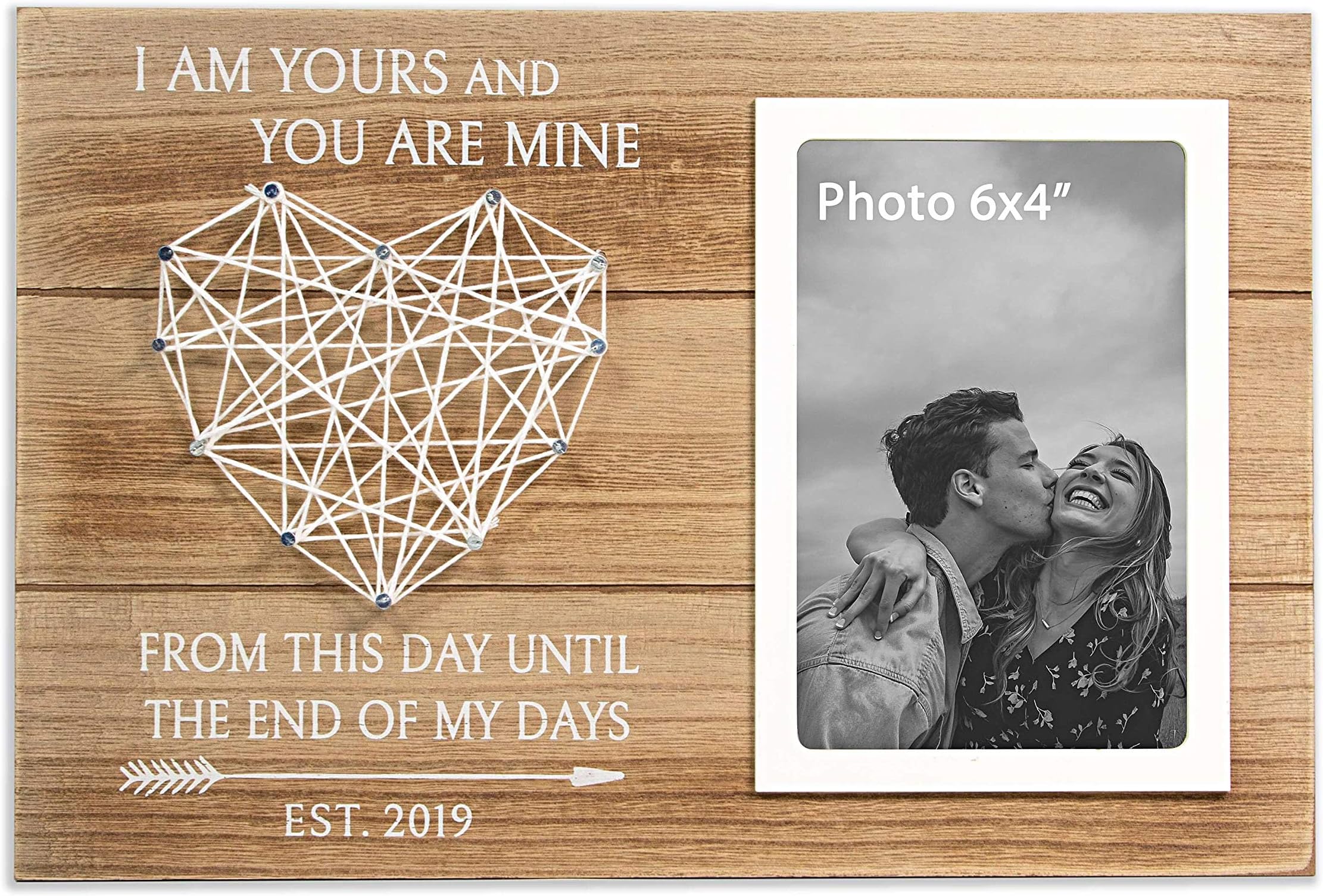 VILIGHT Gift for 1st Wedding Anniversary Married 2019 - Couple's Picture Frame for Husband and Wife - 4x6 Photo