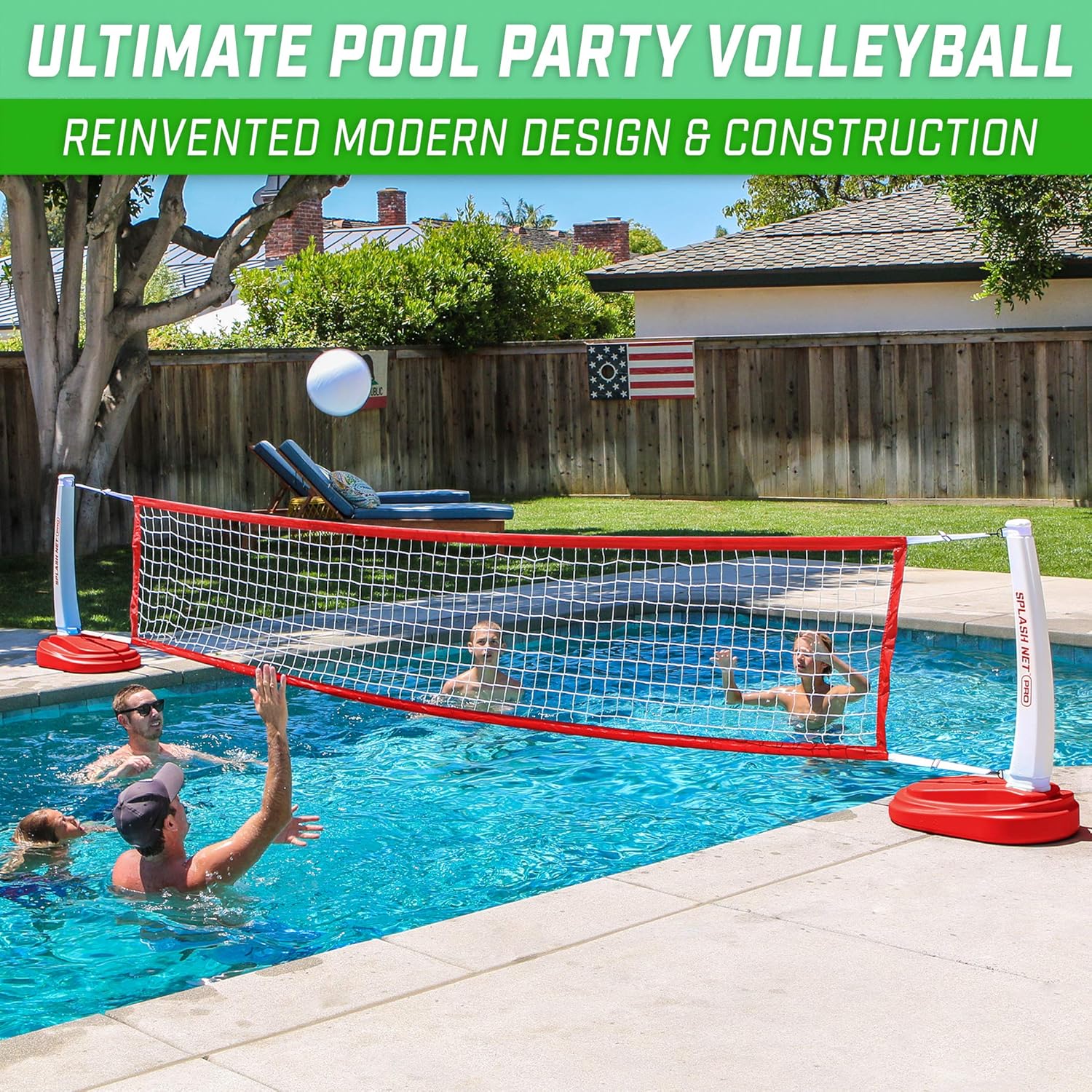 GoSports Splash Net PRO Pool Volleyball Net Includes 2 Water Volleyballs and Pump, Blue : Sports & Outdoors