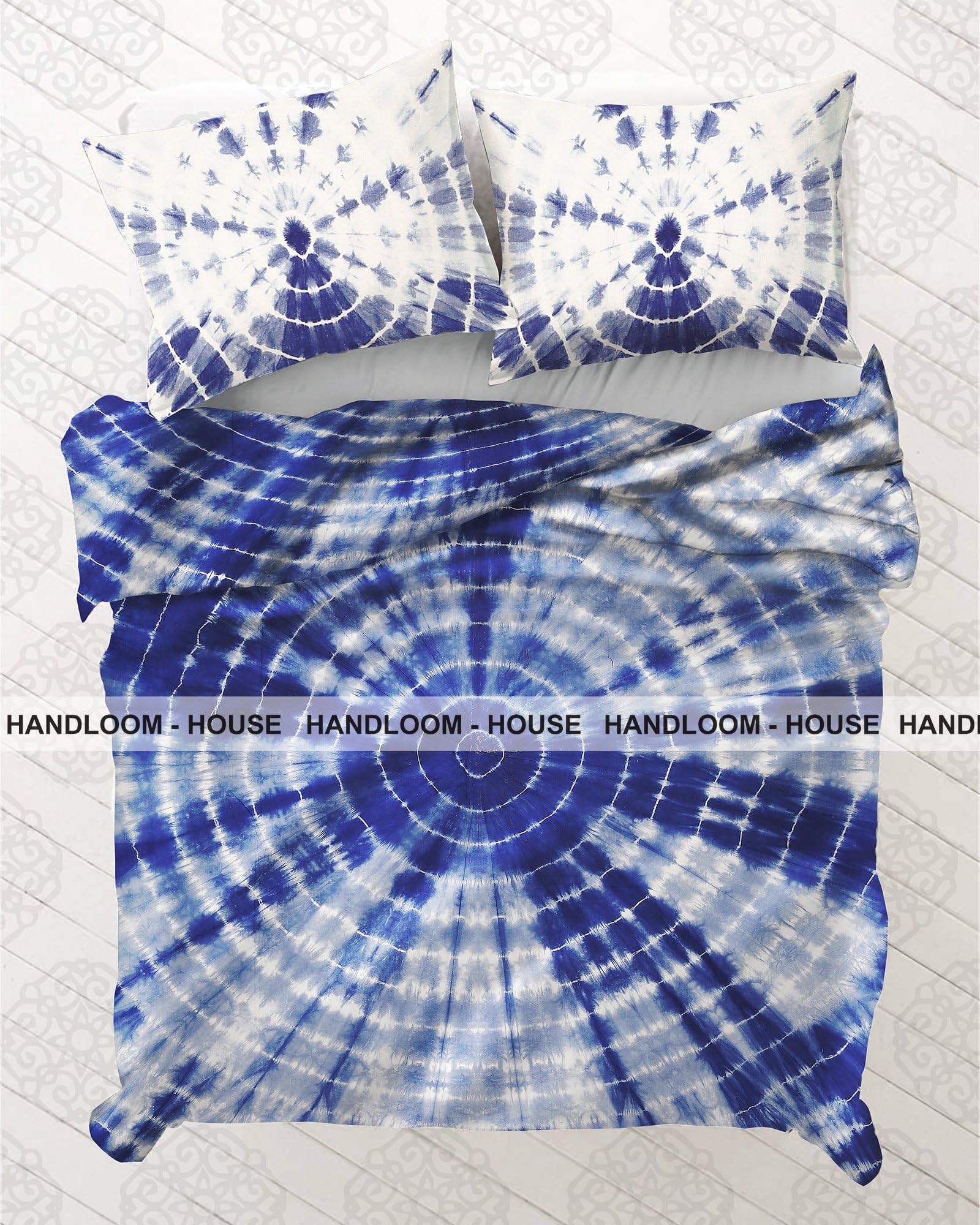 Handloom House Indian Duvet Cover Cotton King Size Mandala Bedspread Shibori Comforter Cover