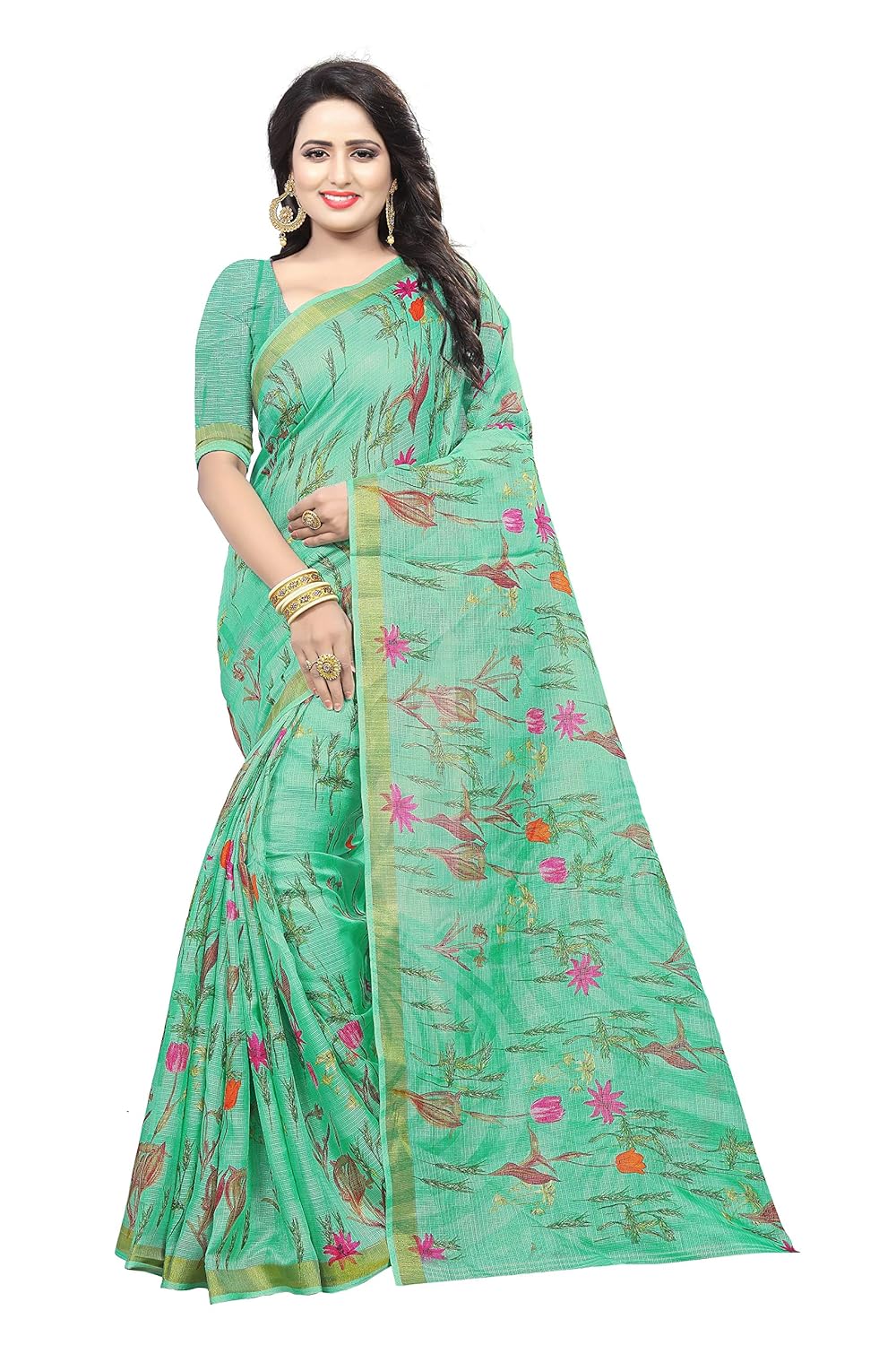 trundz women's khadi cotton saree (n552, multicolour, free size)