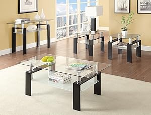 Coaster Square Glass Top End Table in Black