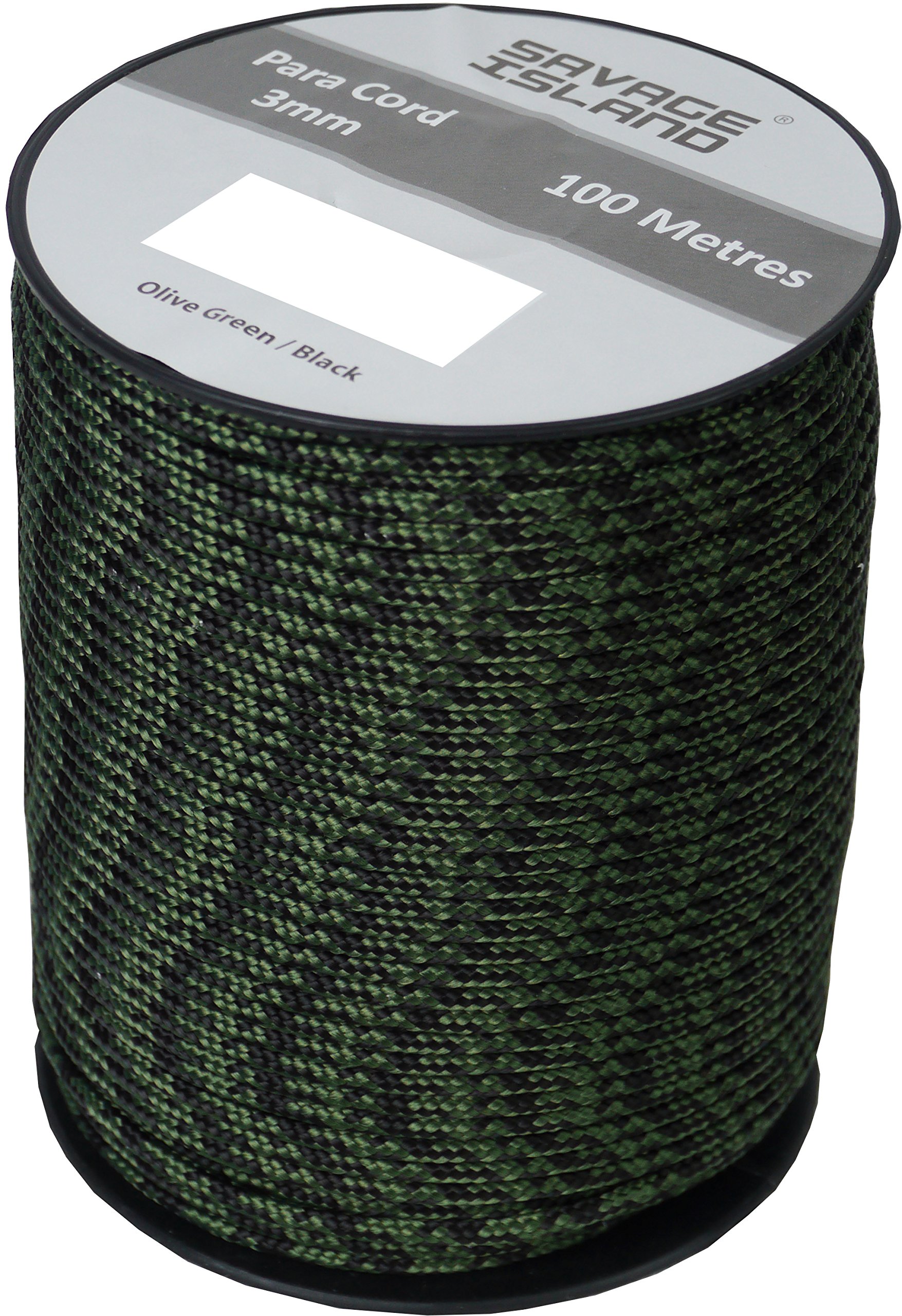 100m Reel Paracord Army Camping for Tent Basha Bivi Shelter Buidling Hammock Gardening Bushcraft in Green, Black, Coyote and Red Colours (Olive Green/Black)