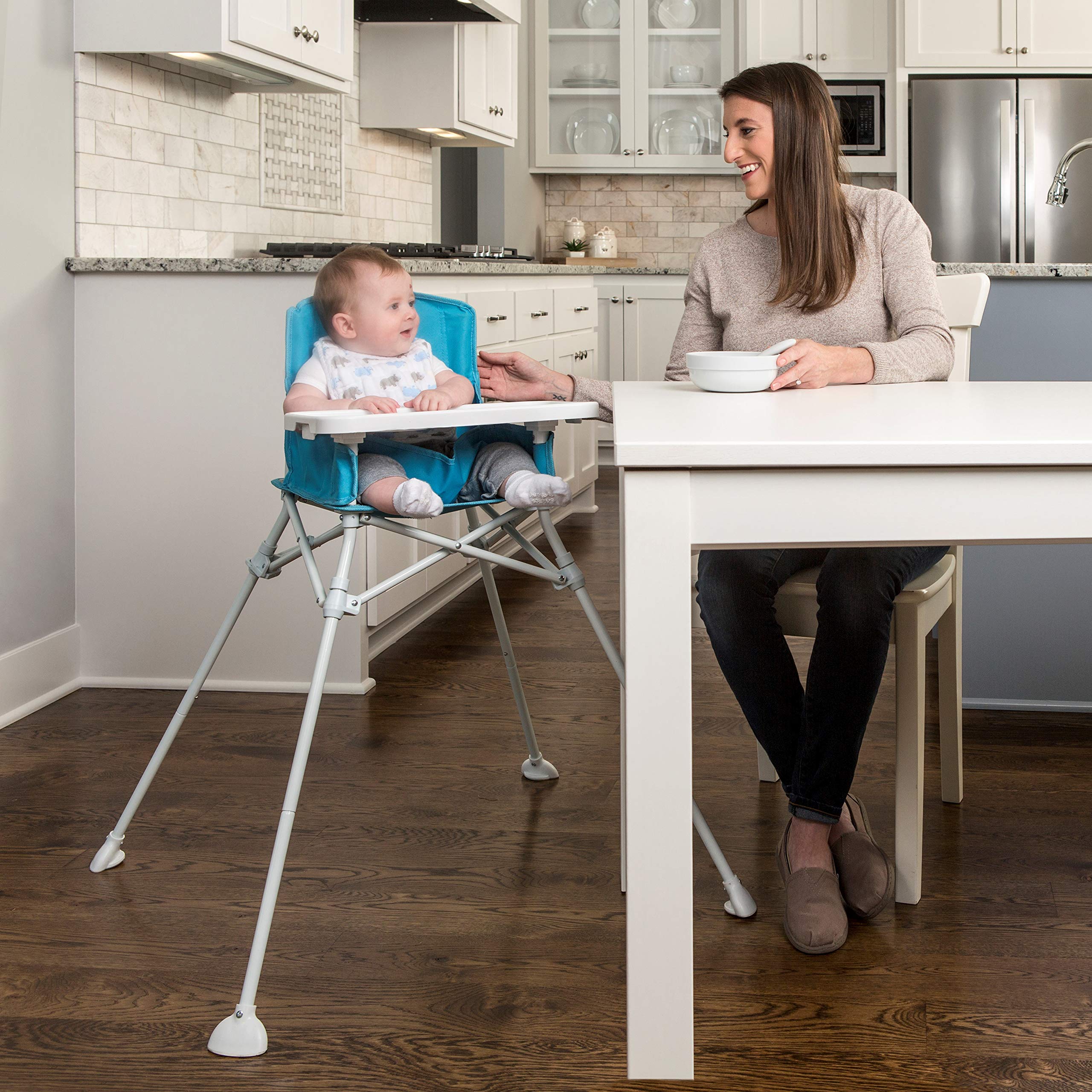 Regalo My High Chair Portable Travel Fold & Go Highchair, Indoor and Outdoor, Bonus Kit, Includes Tray with Cup Holder, Aqua/Turquoise