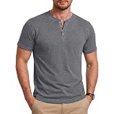 PEGENO Men's Henley Shirts Short Sleeve Casual Cotton T-Shirts Summer Button T Shirts