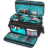 LoDrid Large Cable File Bag with Inside Padded Bottom and Detachable Dividers, DJ Bag with Multiple Pockets for 15.6” Laptop, DJ Gear, Sound Instrument, and Music Equipment, Black