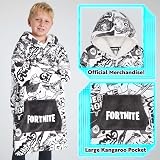 Fortnite Oversized Fleece Hoodie Blanket Kids Teens Poncho White Black view 4