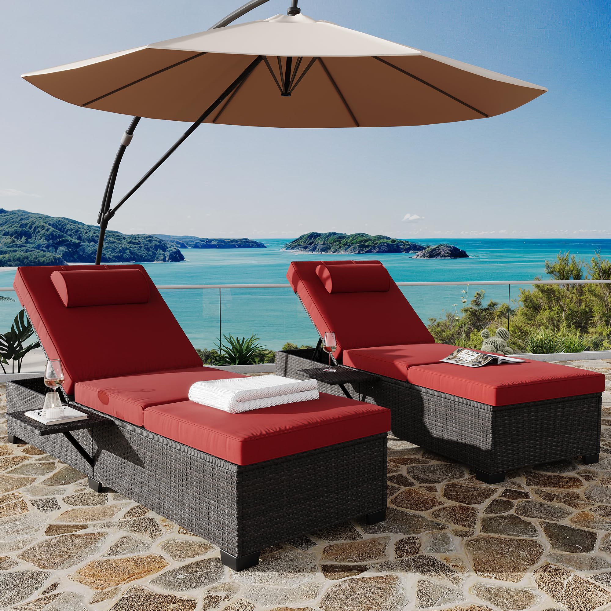 Photo 1 of ***MISSING HARDWARE AND CUSHIONS***
2Piece Outdoor PE Wicker Chaise Lounge Chairs, Pool Lounge Chairs Adjustable Backrest Recliners, Rattan Patio Chaise Lounger Set