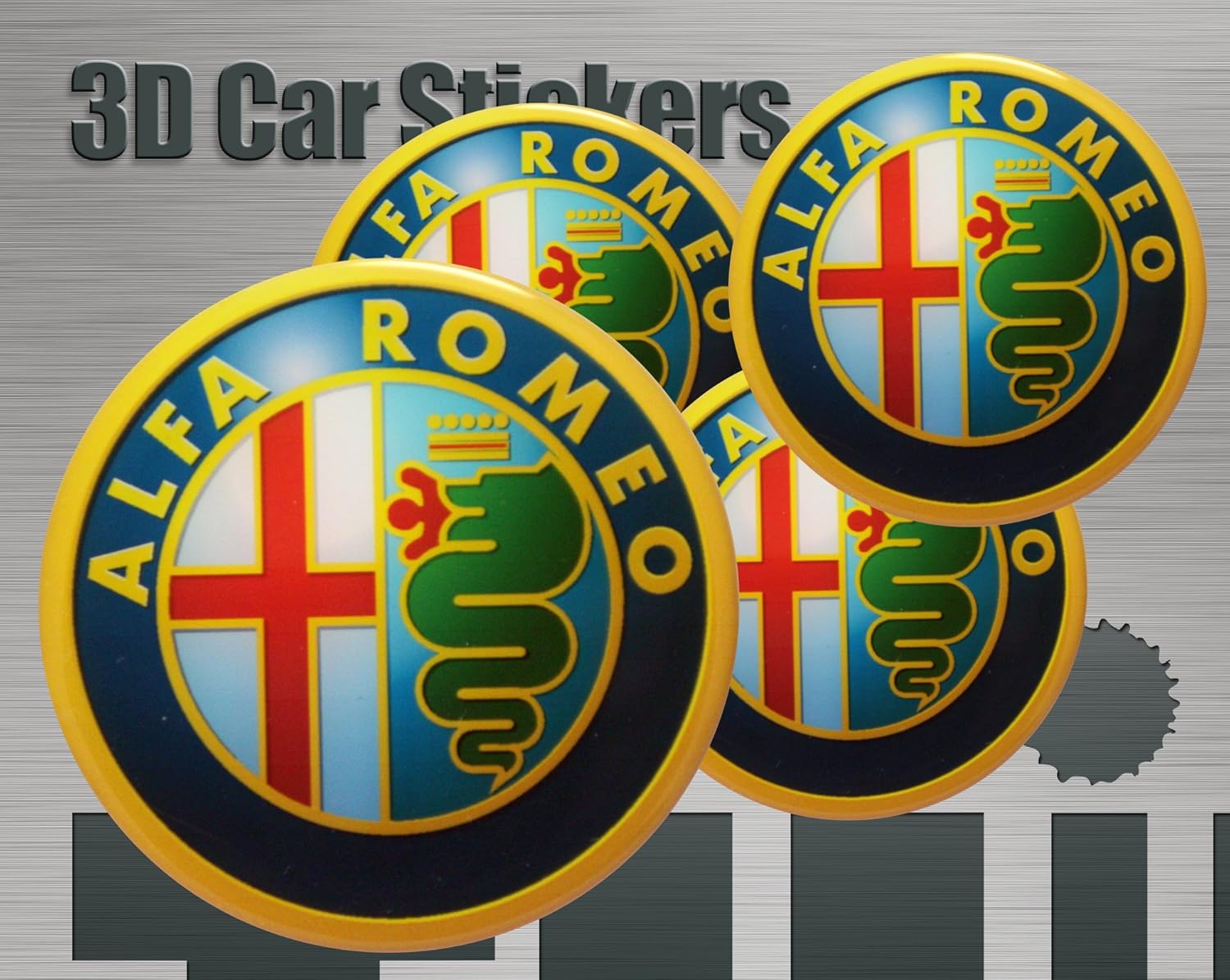 SkinoEu 4 x 55mm Adesivi Resinati 3D Gel Stickers Auto Coprimozzo Universale Logo Silicone Autoadesivo Stemma Adesivo Copricerchi Tappi Ruote A 6055