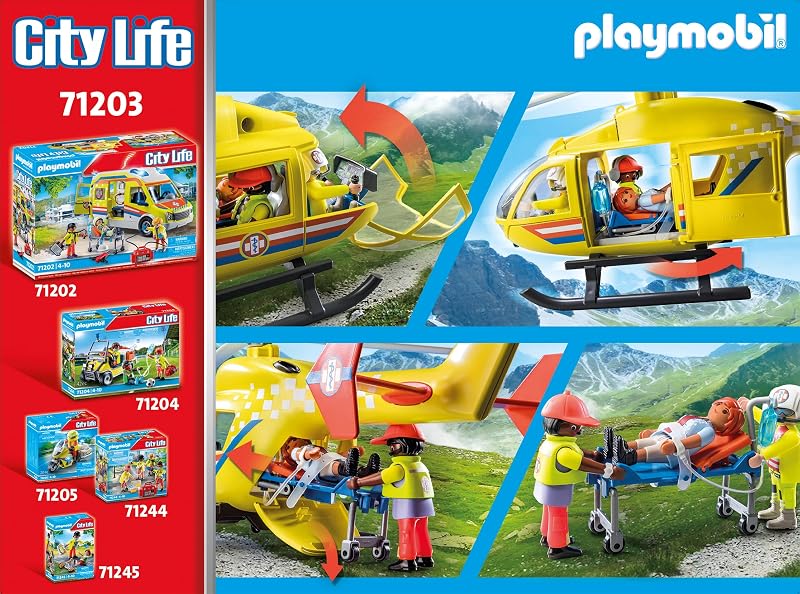 71203 Hélicoptère de Secours - City Life - Les Secours - Intervention en Haute Montagne avec des équipements de Secours - City Action Ville & Métiers - Dès 4 Ans