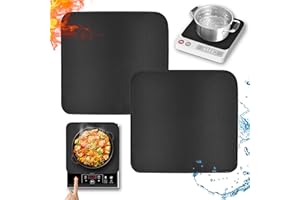 Amerbro Fireproof Induction Cooktop Protector - 11.5 x 11.5in (Magnetic) Induction Cooktop Mat for Electric Induction Stove - Heat Resistant & Waterproof - Prevent Scratches and Burns - Black (2 PCS)