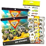 Monster Jam Party Supplies Stickers for Kids Bundle ~ 600 Assorted Monster Jam Trucks Stickers with Bonus Race Car Stickers (
