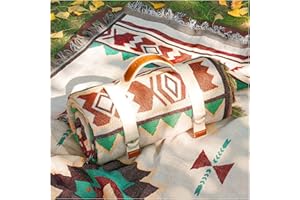 RYCHIC 2 in 1 Extra Large Outdoor Picnic Mat Woven Summer Throw Blanket Boho Giant Beach Travel Essential Yoga Accessories Park Patio Lawn Garden Grass Ground Play Music Festival Concert Must Have