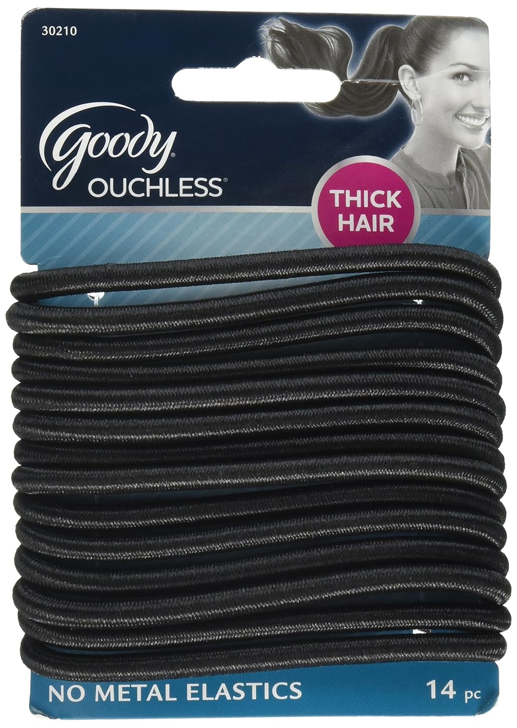 Goody Women's Ouchless 5mm Elastics, Black, X-Large, 14 Count