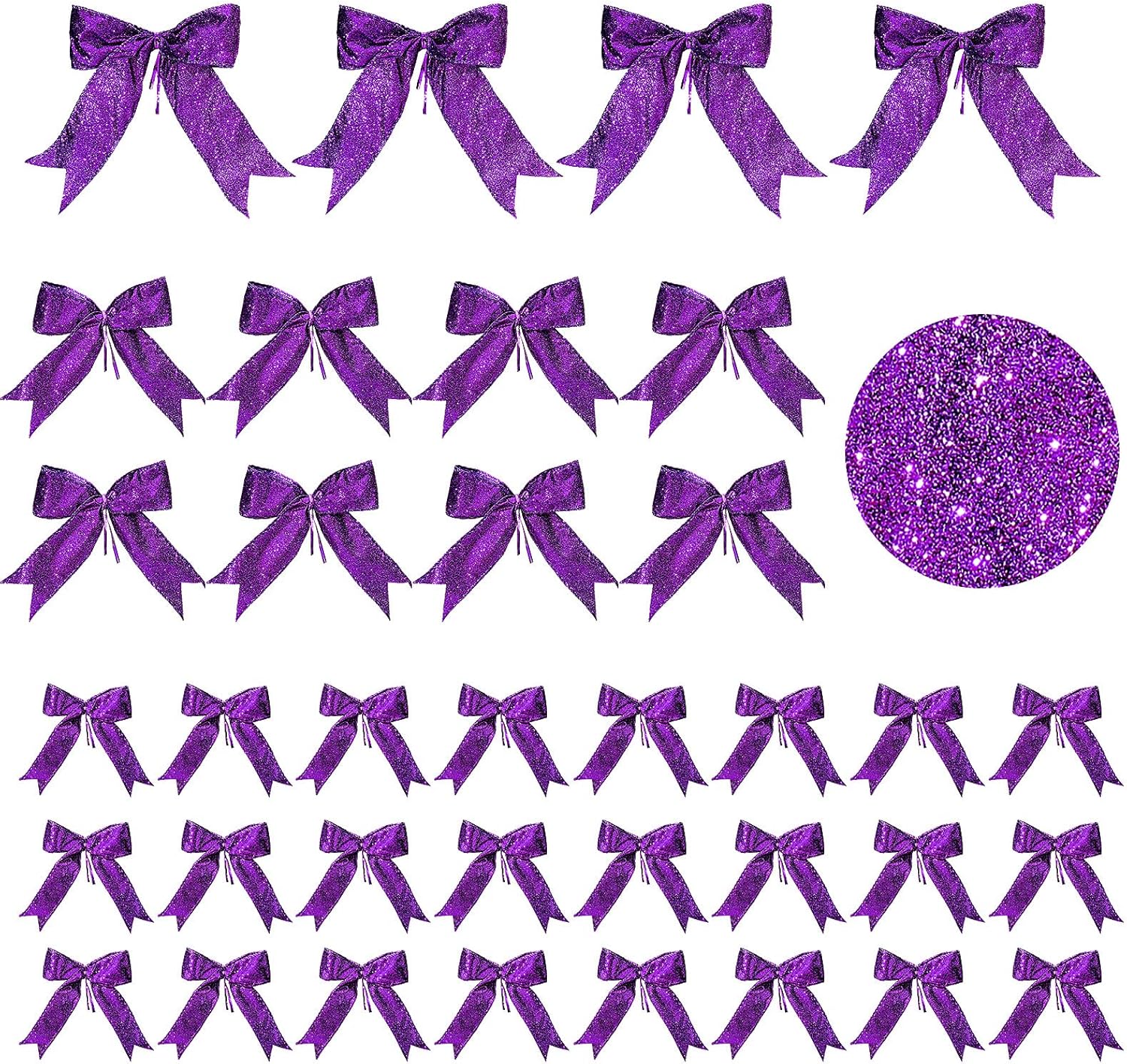 Bows & Ribbons - Waydress 36 Pieces Bow Decor, Christmas Tree Bow Ornament, Glitter Ribbon Bowknot for Wreath Garland, Party Crafts Home Decoration, 3 Sizes 4.3 x 4.7 Inch, 5.1 x 5.5 Inch, 6.3 x 6.7 Inch (Purple)