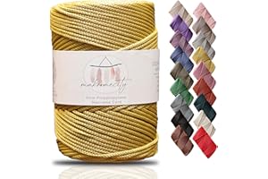 Makromecity, Premium Polyester Macrame Cord 3mm x 131 Yards (394 feet) 3mm Polypropylene Mustard Macrame Cord Crochet Macrame Bag Cord Crafts for Wall Hangings, Bags, Underplate, Rug