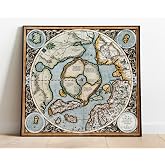 Mercators 1595 North Pole Map, Flat Earth Wall Art Poster, 16"x17" Unframed | Antique-look reproduction features Septentrionalium Terrarum geography and arrives rolled for classroom or study use