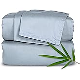 Pure Bamboo King Sheets, Genuine 100% Organic Viscose Derived from Bamboo Bed Sheet Set, Luxuriously Soft & Cooling, Double Stitching, 2 Year Quality Promise (King, Sterling Blue)