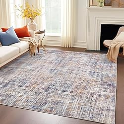 jinchan Area Rug 5x7 Abstract Sketch Distressed Red