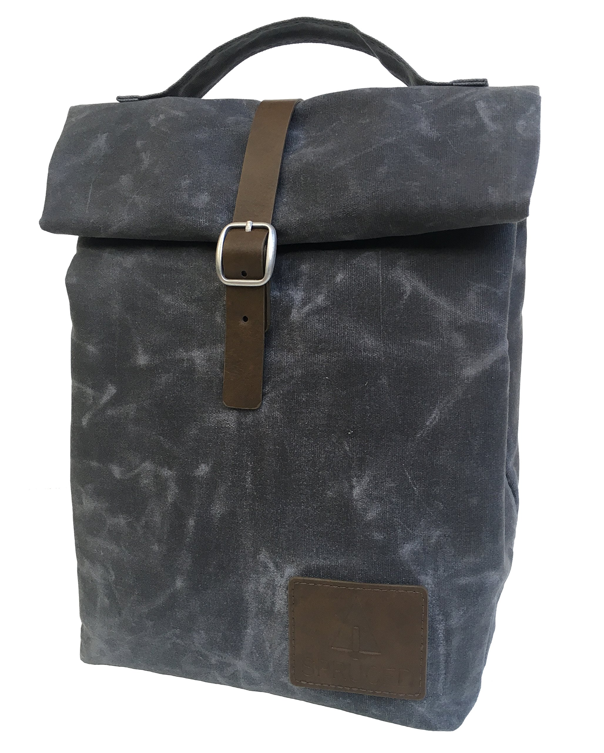 Spruced Insulated Waxed Canvas Lunch Bag for Men, Women Perfect for Work. Professional
