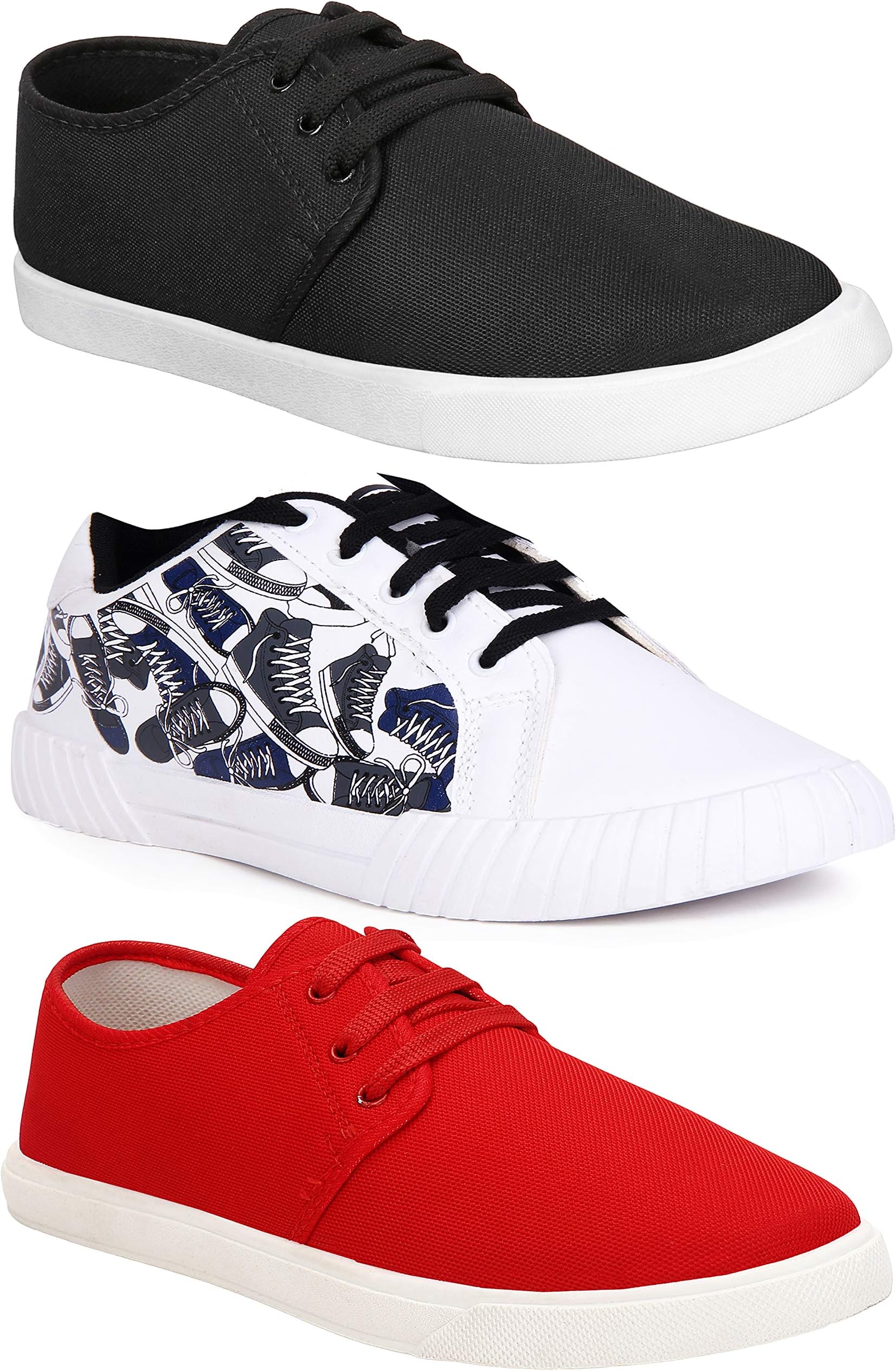 TYING Men's Multi-Coloured Canvas Casual Shoes/Loafers - Pack of 3 (Combo-(3)-1077-11055-349)