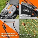 VonHaus 1800W Electric Lawn Mower 430mm 52L Bag 5 Heights Foldable Handle view 3