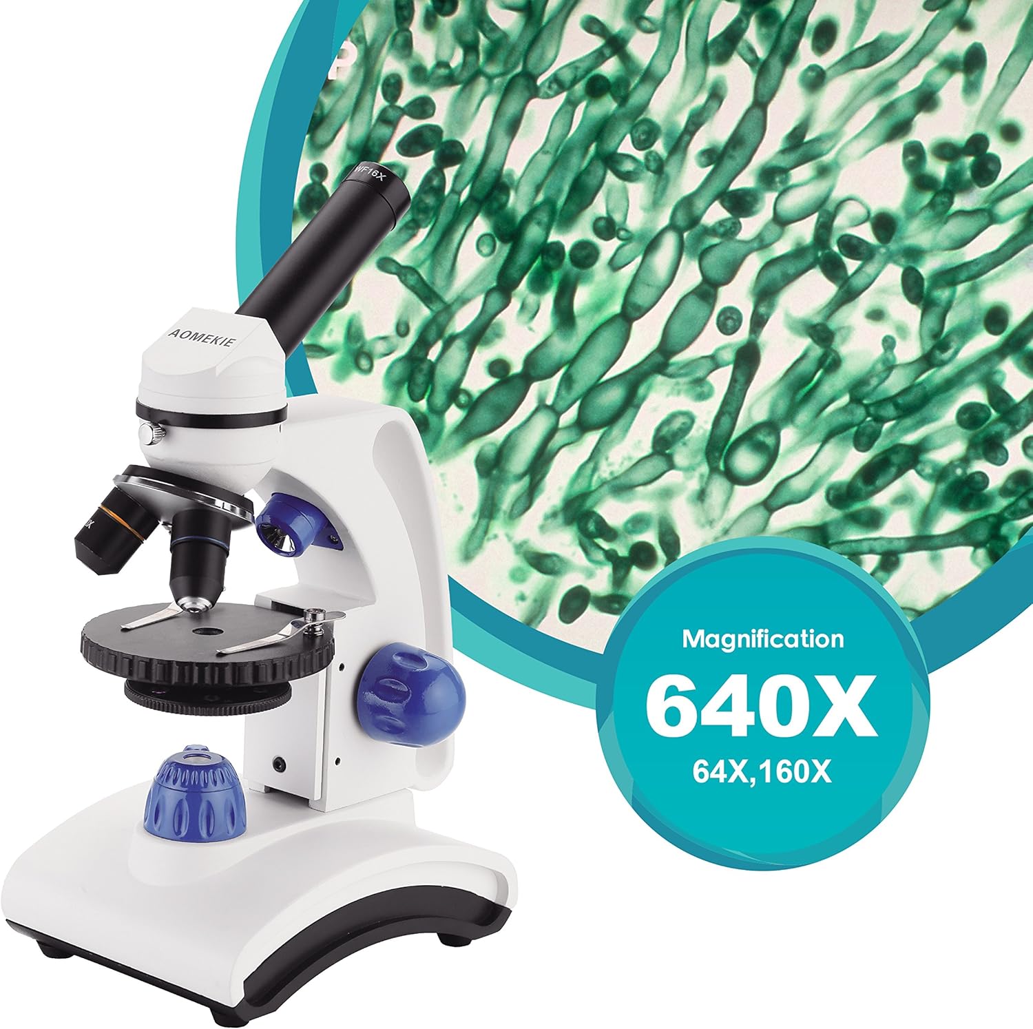 Aomekie Microscopes for Students 64X640X Head AllGlass Optics