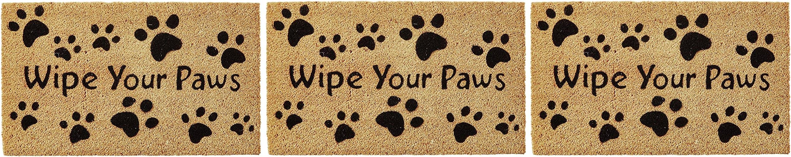 Kempf Wipe Your Paws Coco Doormat, Rubber Backed, 18 by 30 by 0.5-Inch (Pack of 3)