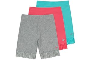 Lucky & Me Girls Bike Shorts, Super Soft Cotton Modal Blend with Lace Trim, Jada 3 Pack