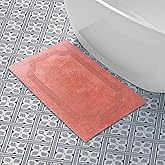 Laura Ashley - Reversible Cotton Bath Mat, Premium Bathroom Décor, Machine Washable Bathroom Rug, Highly Absorbent, 21"x34", Coral