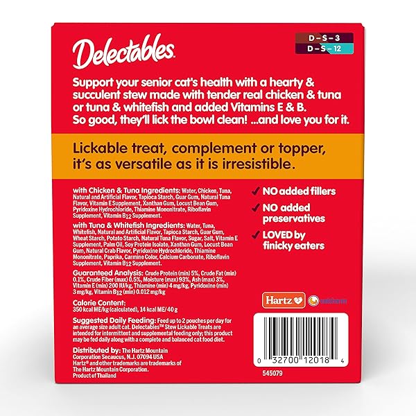 HARTZ DELECTABLES STEW SENIOR CAT TREAT VARIETY PACK, 12 COUNT