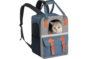 Cango Portable Pet Carrier Large Capacity Backpack for Small Medium Cats Dogs Puppies with Breathable Mesh and Safety Hook, Pet Carrier for Travel and Hiking