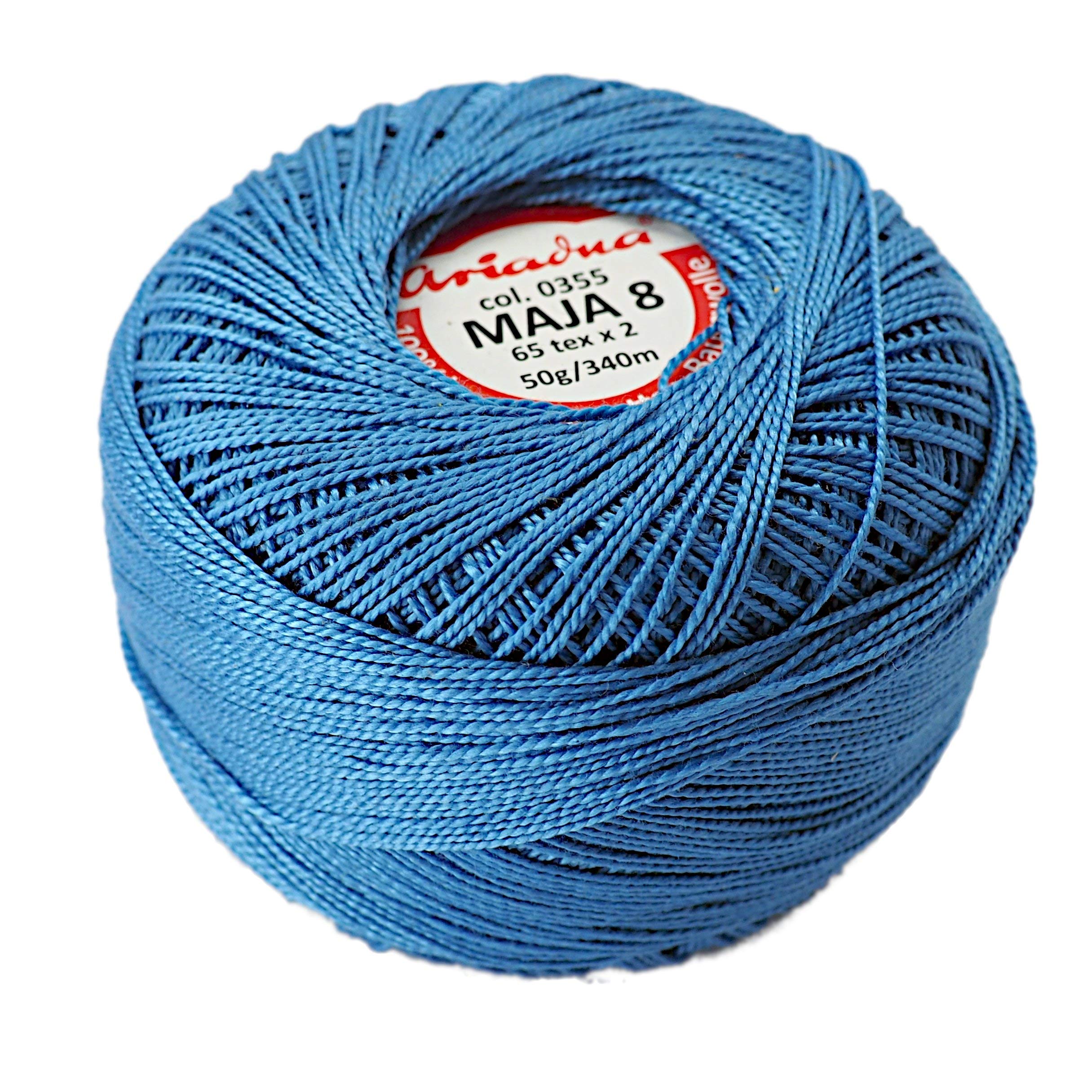 Pearl Crochet Cotton Embroidery Ball Yarn 229yd/210m Quality Thread 50g Size 8 Blue (355)