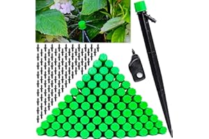 CARPATHEN 100 Drip Irrigation Emitters Sprayer - Drip Emitters for Irrigation Kit - ¼ Irrigation Tubing Compatible - 360 deg Adjustable Drippers for Drip Irrigation - Fit for Raised Garden Bed, Yard
