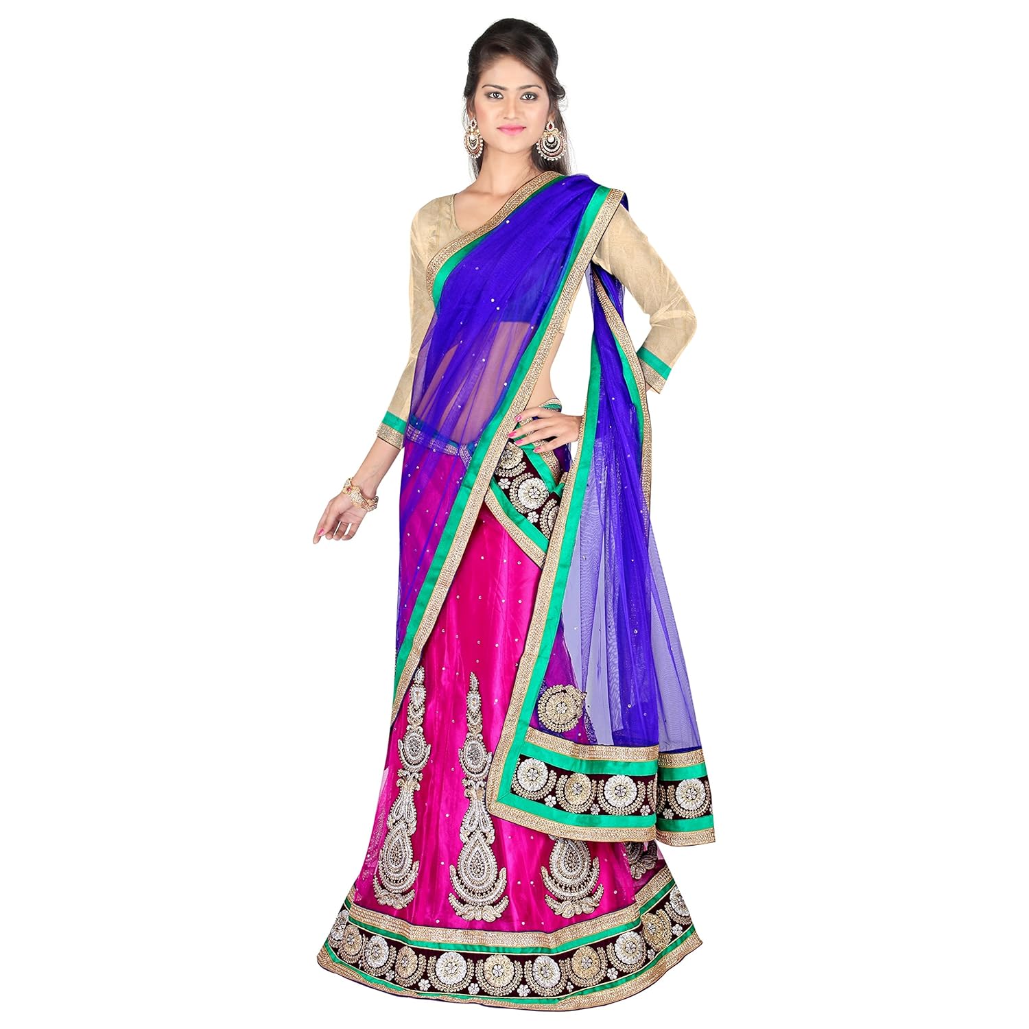 anu clothing net lehenga choli (aalr02_pink_free size)