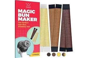 Hawwwy Premium 3 Piece Hair Bun Maker, Snap-and-Roll Bun Hair Tool- Magic Bun Tool, Perfect Bun Makers Hair Pins French Twist Donuts for Updos Kids - 3 Pack mix of Yellow, Light Brown and Dark Brown