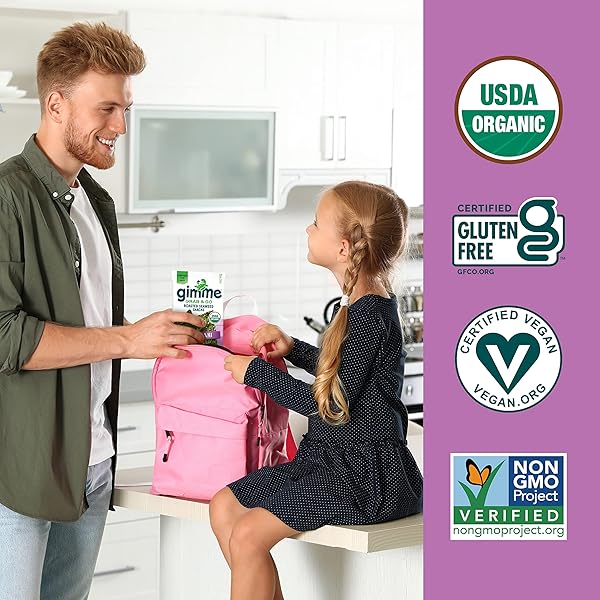 GIMME SEAWEED GRAB & GO ORGANIC PREMIUM ROASTED SEAWEED SNACKS, TERIYAKI, 5 COUNT TRAYLESS, KETO, VEGAN, GLUTEN-FREE, SOURCE OF OMEGA3S AND IODINE, HEALTHY ON-THE-GO SNACK FOR KIDS AND ADULTS