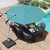 paramondo Patio Umbrella, 11FT Outdoor Cantilever Umbrella with 360-degree Rotation for Garden, Deck, Backyard, Pool and Beach, Turquiose