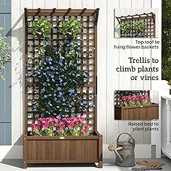 Outsunny Wood Planter with Trellis for Climbing