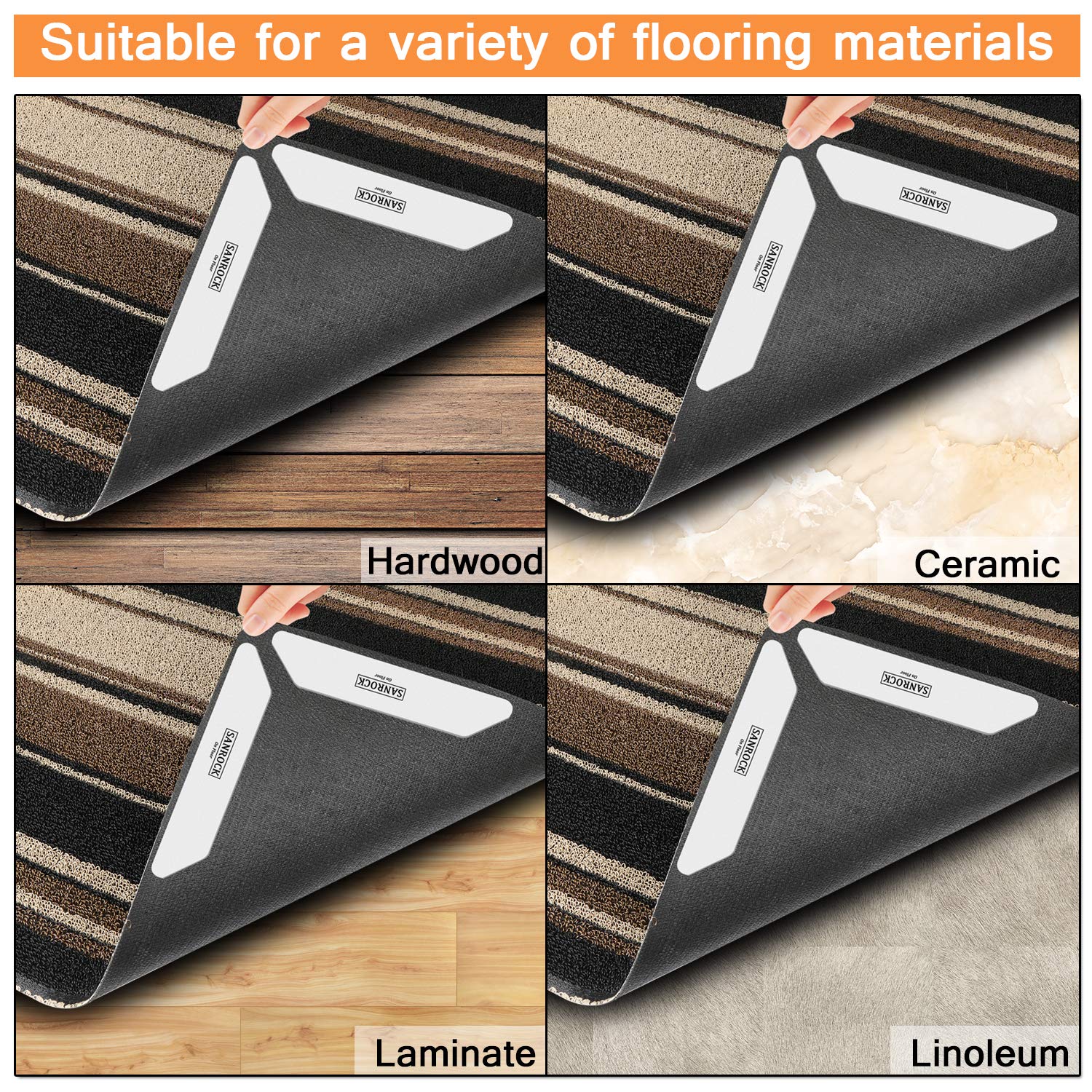 SANROCK Anti Curling Rug Grippers 1/8\