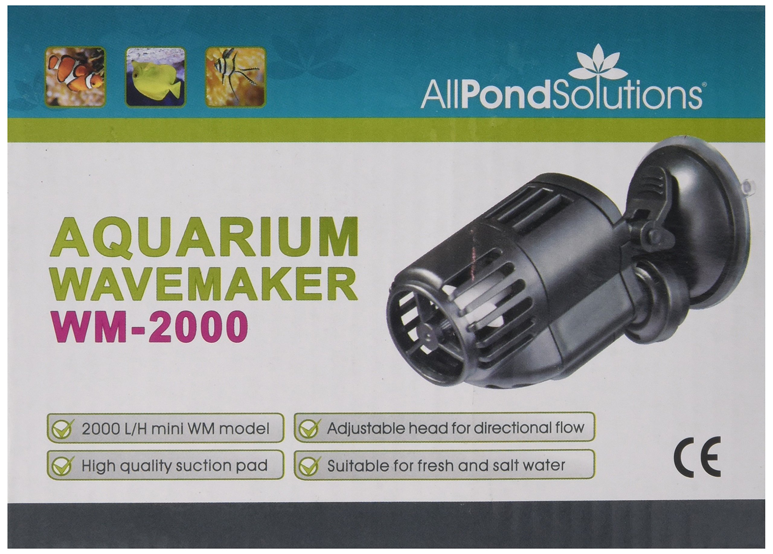 allpondsolutions Aquarium Marine Wave Maker Fish Tank Powerhead Circulation Pump 2000L/H - Powerful Clip on Glass Suction Attachment