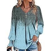Angerella Long Sleeve Shirts for Women Comfy V Neck Fall Tops Dressy Casual Blouses Trendy Tunic Tops for Leggings S-3XL