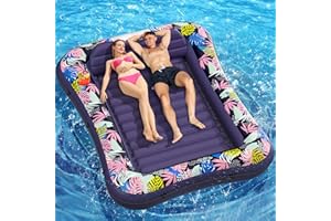 Tanning Pool Lounger Float, OKSUWATER 87" x 63" Pool Floats Adult with Headrest & Drink Holder, Blow-Up Bed Sun Tan Tub for Sunbathing, Beach, Backyard, Outdoor, Summer Water Party, XL